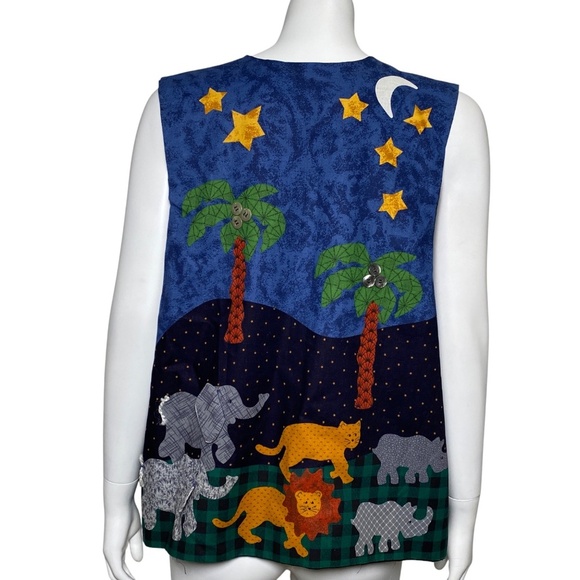 Vintage 1997 Noahs Ark Patchwork Vest Handmade Crafters Label One Size Fits All - Picture 5 of 9